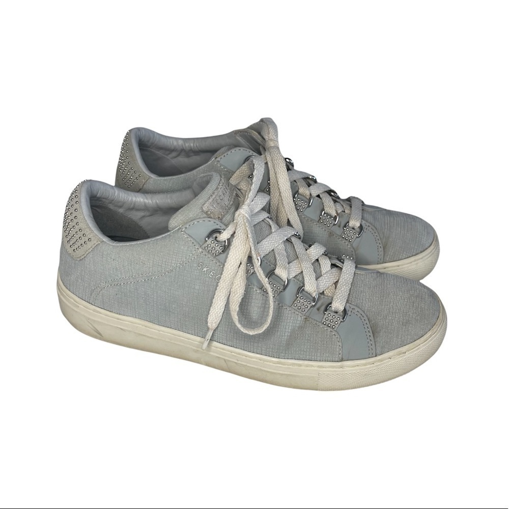 Skechers‎ Size 8 Y2K Blue Gray Rise Fit Lace Up Sneakers Classic Preppy
